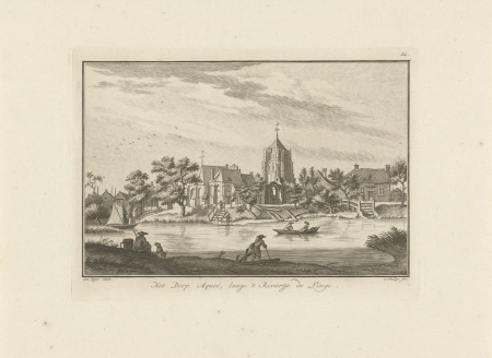 Gezicht op Acquoy Het dorp Aquoi, langs 't Riviertje de Linge (titel op object), RP-P-OB-60.132, Jan de Beijer, 1758