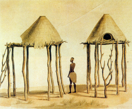Bell - Difaqane hutte, Charles Davidson Bell, between 1813 and 1882