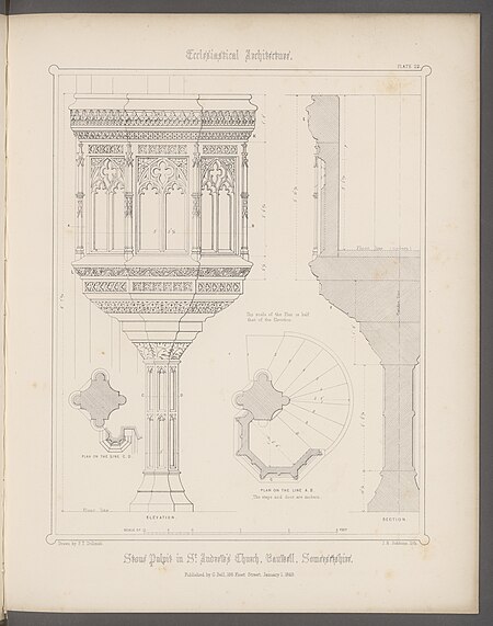 Examples of antient pulpits existing in England: selected and drawn form sketches and measurement taken on the spot, with descriptive letter-press, Francis Thomas Dollman