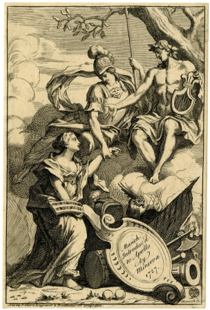 Musick Introduc'd to Apollo by Minerva, William Hogarth, circa 1727
