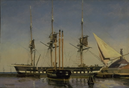 The Fregate "Niels Juel" near the Main Guard on Nyholm, Emanuel Larsen, 1857
