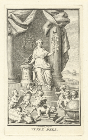Tronende vrijheidsmaagd Deo et patriae Vyfde Deel (titel op object), RP-P-OB-52.104, Jacob Folkema, between 1702 and 1767