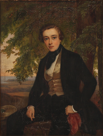 Portrait of a gentleman sitting under a tree, Just Holm, 1846