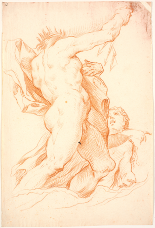 Poseidon standing with raised trident, as well as a nereide, Benoît Le Coffre