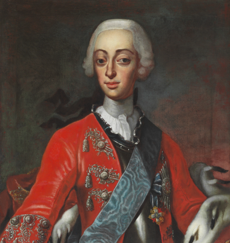 Portrait of King Frederik V (1723–1766) in the uniform of the Horse Guards and with the Order of the Elephant as well as the Order of l'Union Parfaite., Andreas Møller, between 1736 and 1741