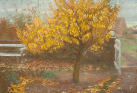 The pear tree in Ancher's front garden, autumn., Anna Ancher, 1890s