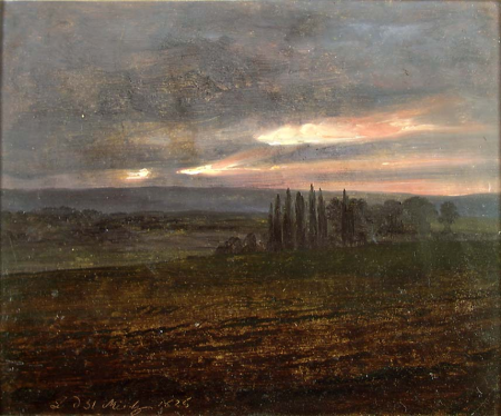 Evening Sky over Fields with Poplars, Johan Christian Dahl, 1825