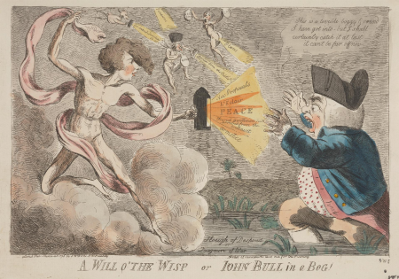 A Will O'The Wisp or John Bull in a Bog!, Isaac Cruikshank, 1796