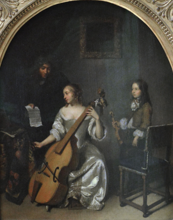 The music lesson on the viola da gamba, Caspar Netscher, between 1650 and 1700