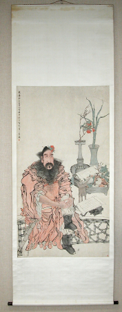 Qing Dynasty Ren Yi Zhong Kui axis, Ren Bonian, dated 1883