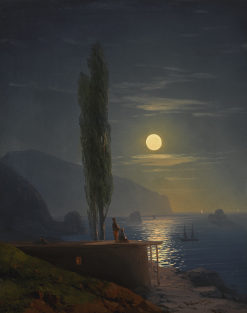 Figures on a moonlit coast, Ivan Aivazovsky, 1858