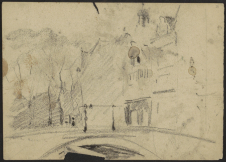 Gezicht op een brug in Amsterdam, RP-T-1964-215-38(R), Willem Witsen, between 1870 and 1923