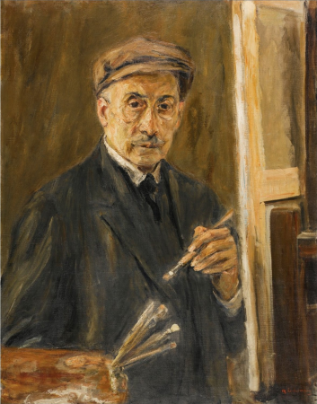 Self-Portrait Wearing a Coat with Brush and Palette, Max Liebermann