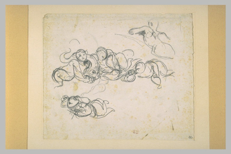 Delacroix - Groupe d'enfants tenant un gros poisson, RF 9950, Recto, Eugène Delacroix