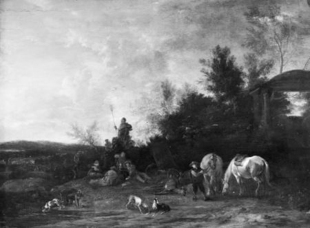 Evening Scenery with Resting Hunters, Philips Wouwerman, between 1634 and 1668