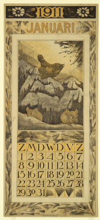 Print, Design for a Calendar (Ja, 1911, Theo van Hoytema