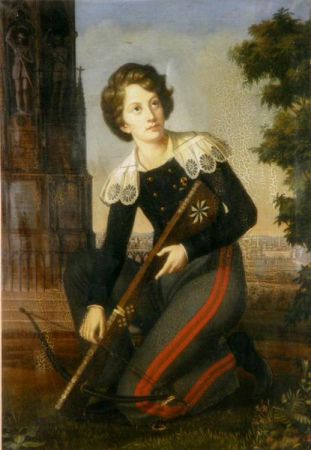 Portrait of Prince Adalbert of Prussia with a crossbow., Caroline Bardua, 1820s