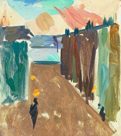 View of the street Classensgade by the lakes, seen from the apartment of Agnes Jensen in the block of flats on the corner of Kastelsvej and Classensgade., Edvard Weie, circa 1935