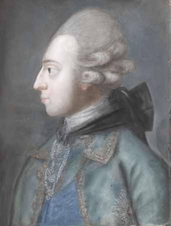 Portrait du comte d'Orsay, de profil, poudré, Joseph Boze