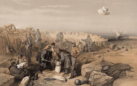 Russian rifle pit - now part of the British advanced trenches, Charles Haghe