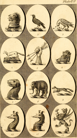 British crests - containing the crests and mottos of the families of Great Britain and Ireland; together with those of the principal cities; and a glossary of heraldic terms (1817) (14781583904), 1817