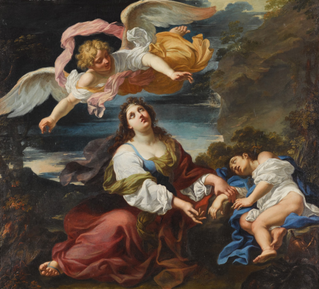The angel appearing to Hagar and Ishmael in the desert, Giuseppe Ghezzi