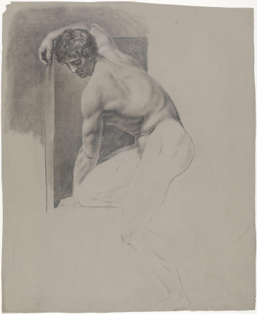 Manly, leaning against a screen, Johan Christian Dahl