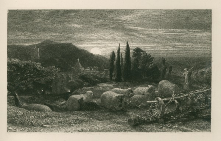 Samuel Palmer - The Rising Moon, 1857 (The Etching Club, 1857), Samuel Palmer