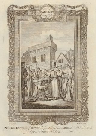 Publick Baptism of Edwin the first Christian King of Northumberland, by Paulinus at York, Samuel Wale, circa 1786