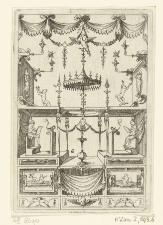 Flat decoration with a bird with spread wings on a canopy