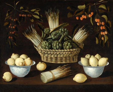 Blas de ledesma-esparragos alcachofas limones cerezas, Blas de Ledesma, circa 1602