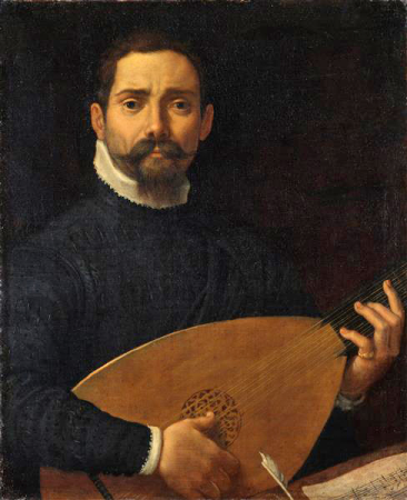 Portrait of the lute player Giulio Mascheroni, Annibale Carracci, between 1593 and 1594