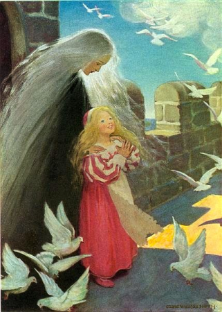 She clapped her hands with delight, and up rose such a flapping of wings., Jessie Willcox Smith, 1 January 1920