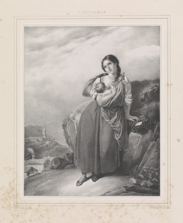 Moeder met kind in landschap, RP-P-OB-27.643, Carel Frederik Curtenius Bentinck, between 1824 and 1849