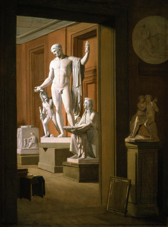 Interior from the Academy of Fine Arts in Copenhagen with Works by Thorvaldsen., Peter Julius Larsen, 1837