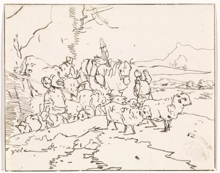 Herders met vee in een berglandschap, RP-P-OB-66.552, Simon van der Does, 1769