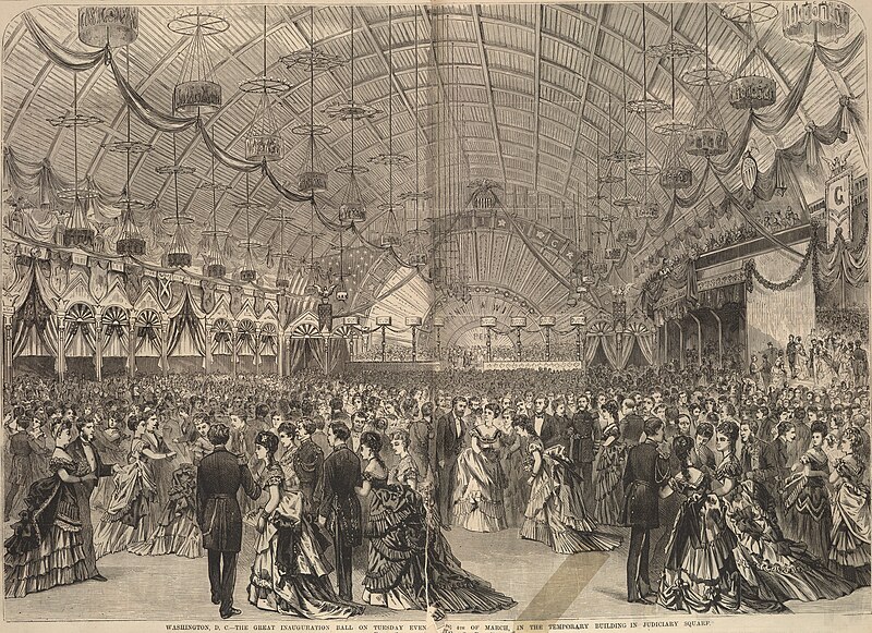 Washington, D.C. - The great inauguration ball on Tuesday evening, the 4th of March, in the temporary building in Judiciary Square / from a sketch by Jas. E. Taylor., James E. Taylor, 22 March 1873