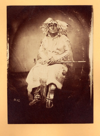 Studio portait of One Horned Elk (He-kha-ka He-wan Zhi) an Oglala Dakota chief, Antonio Zeno Shindler, between 1851 and 1852