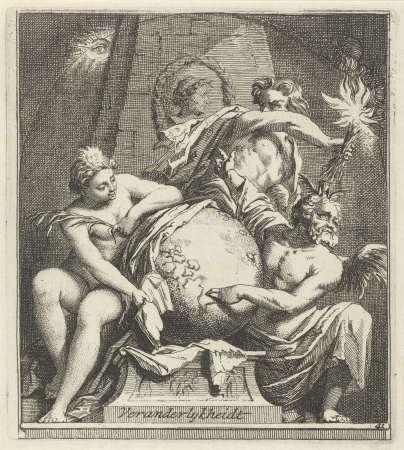 Allegorie op de veranderlijkheid Veranderlijkheidt (titel op object) Een-en-veertigh stuks, verscheydene Sinnebeelden (serietitel), RP-P-1907-4600, between 1710 and 1719