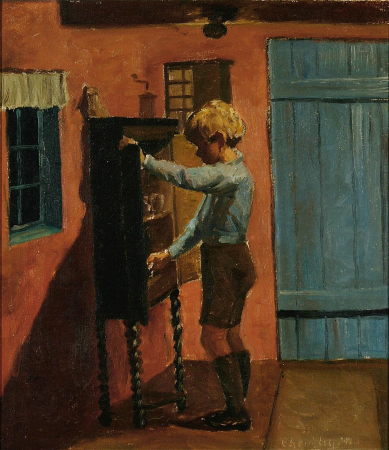 A boy at a cupboard., Christian Aigens, between 1888 and 1940