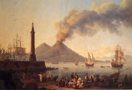 Port of Naples with Lantern, and erupting Vesuvius, Jacob Philipp Hackert, 1771