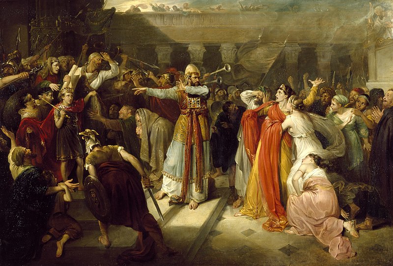 Proclaiming Joash King by E.Bird (c.1815, Royal Academy), Edward Bird, circa 1815