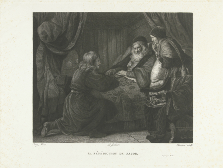 Isaak zegent Jakob La bénédiction de Jacob (titel op object), RP-P-BI-5896, Philips Koninck