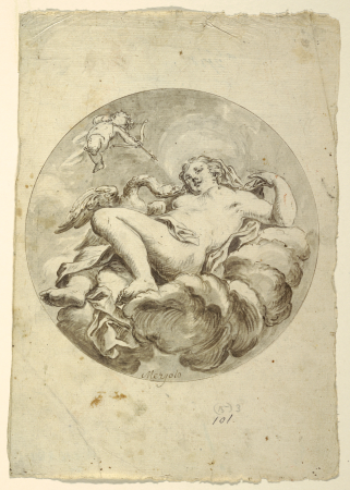 Drawing, Project for a Ceiling Fresco: Leda and the Swan, ca. 1775, Francesco Saverio Mergolo, circa 1775