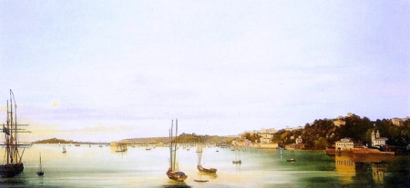 View of the port of Salvador in the 19th century, Giuseppe Leone Righini