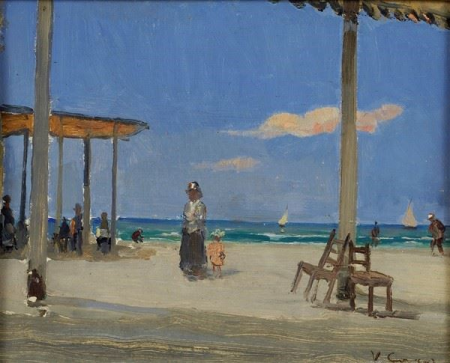 Figures on the beach, Vittorio Matteo Corcos, by 1933
