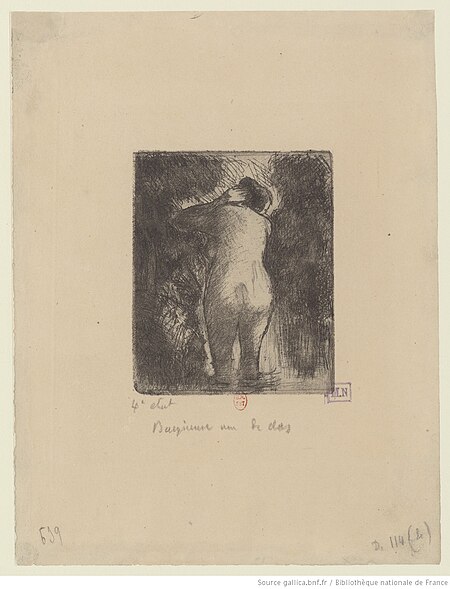 Pissarro - Baigneuse vue de dos, 4e état, btv1b69552593, Camille Pissarro