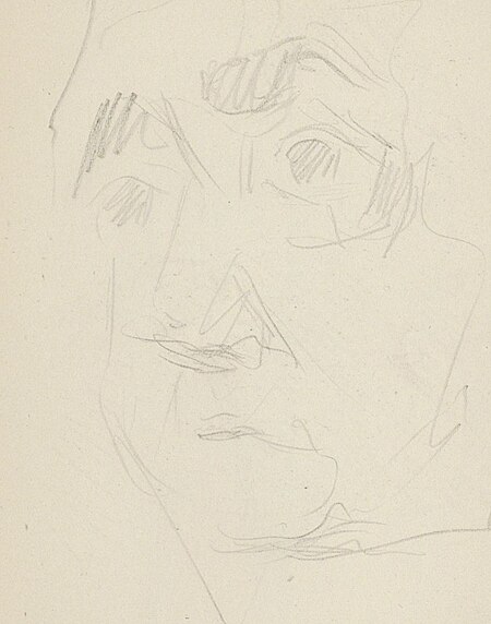 Gezicht met opgetrokken wenkbrauwen, RP-T-1994-156-64(R), Reijer Stolk, between 1906 and 1945