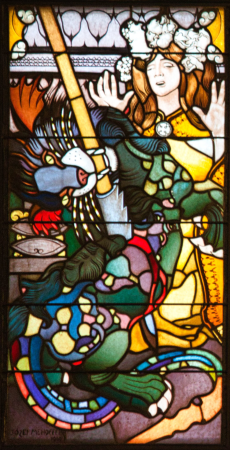 Detail from the window of St. Ann: dragon and the princess, Józef Mehoffer, between 1907 and 1909