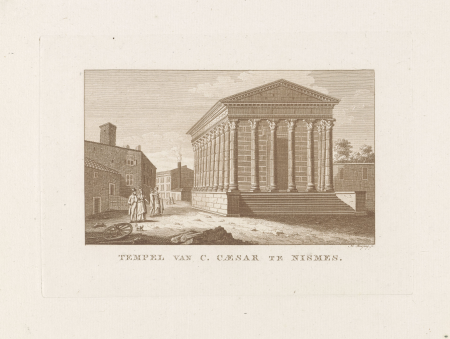 Gezicht op Maison Carrée Tempel van C. Caesar te Nismes (titel op object), RP-P-OB-73.843, Hendrik Roosing, between 1786 and 1826